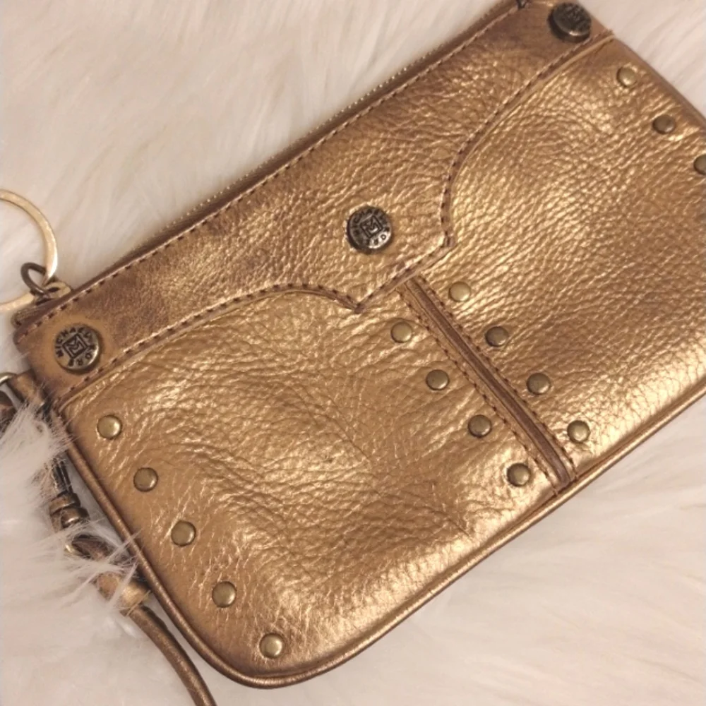 Michael Kors GOLD Leather‎ Wrist Pouch Coin Bag 9